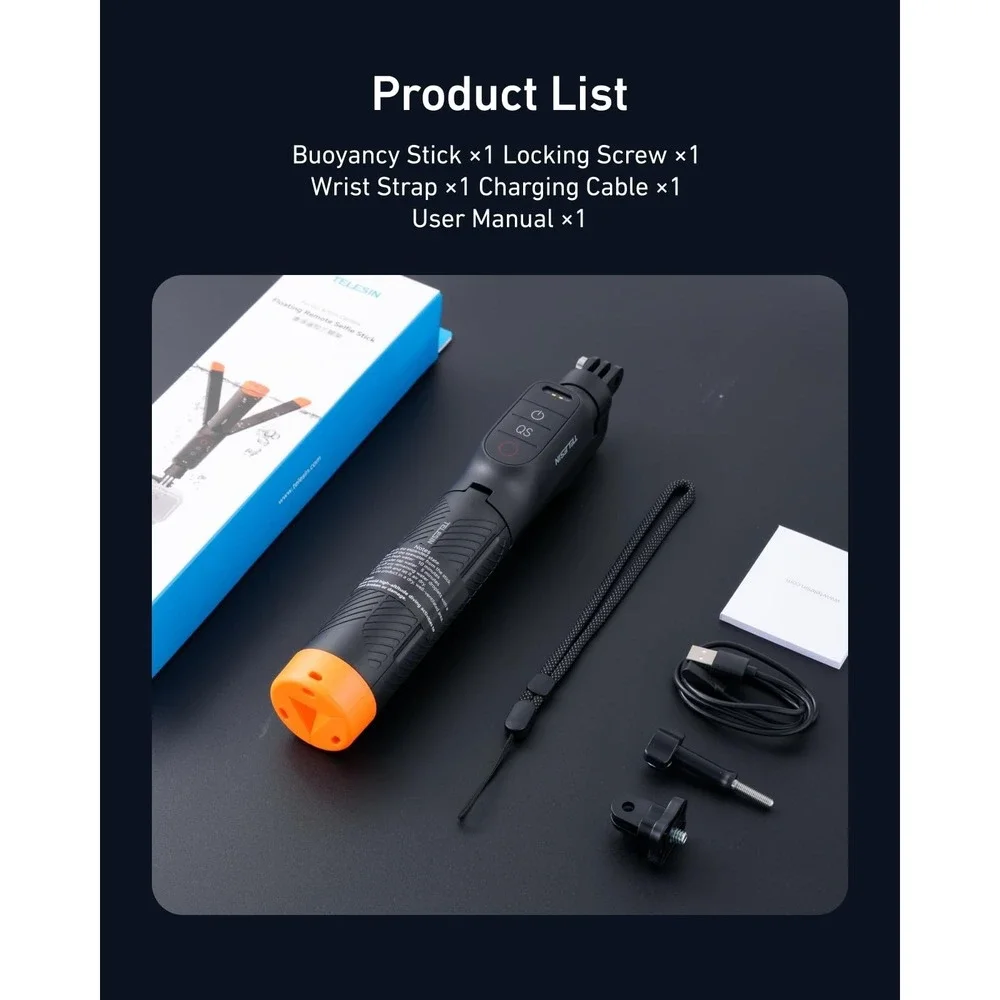 TELESIN Bluetooth Floating Selfie Stick Tripod DJI Osmo Action 6 5 Pro 4 15M